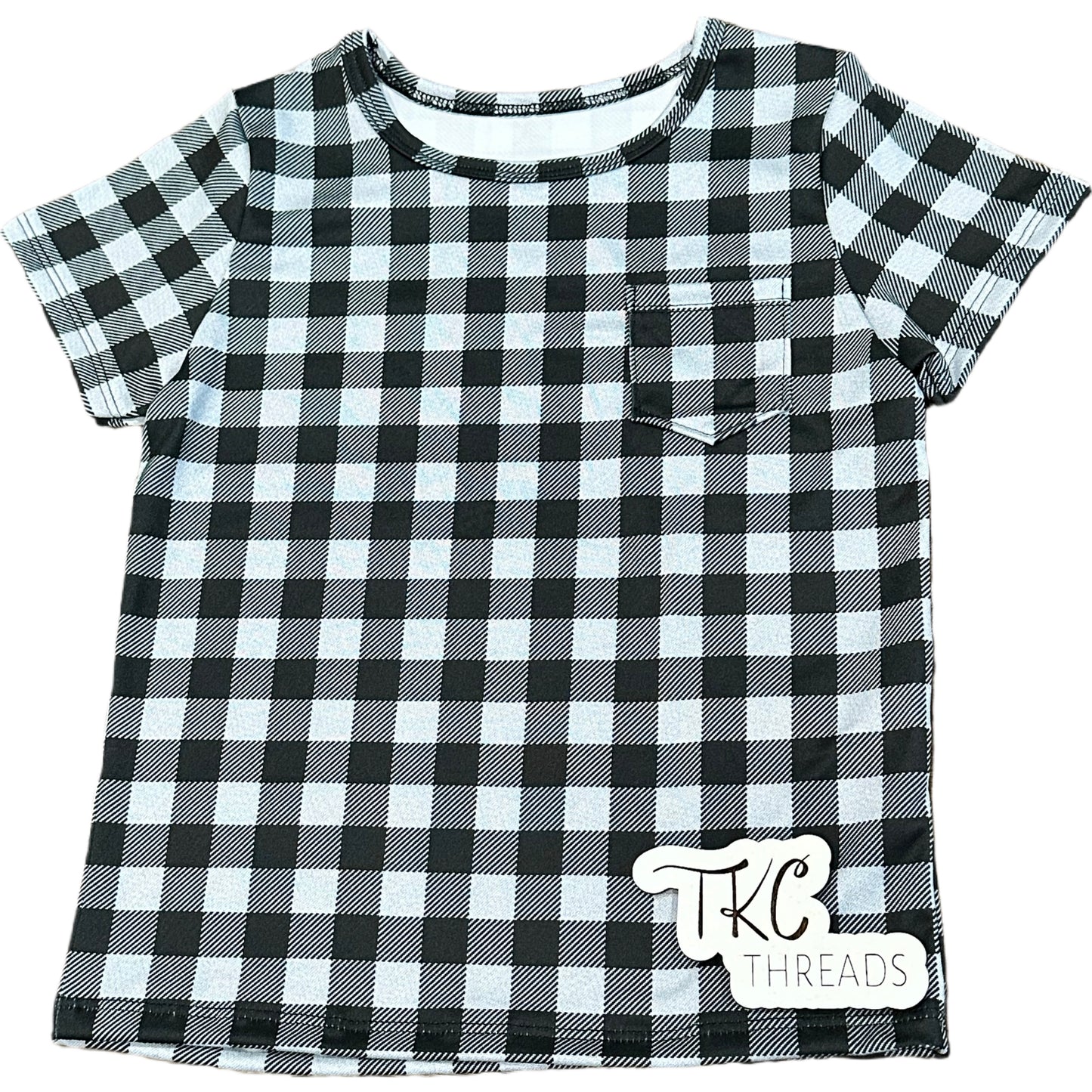 Black and white Gingham Pocket Tee